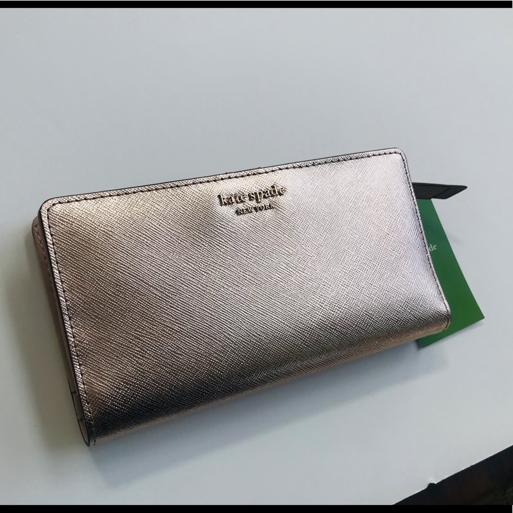 Kate spade metallic blush bifold Wallet NEW